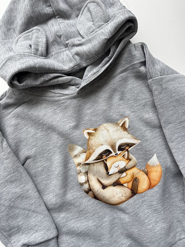 Bluza z kapturem szara szop i lisek rozmiar 92