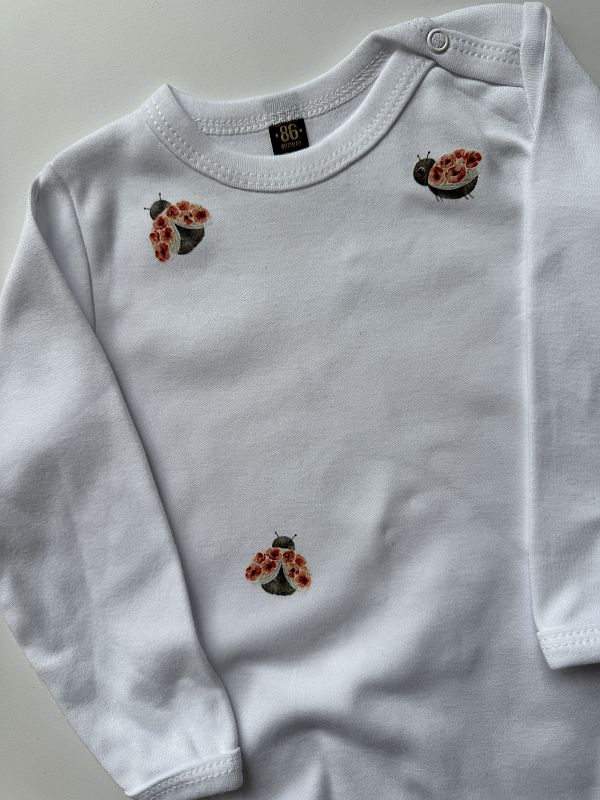 Body białe z długim rękawem biedronki rozmiar 86