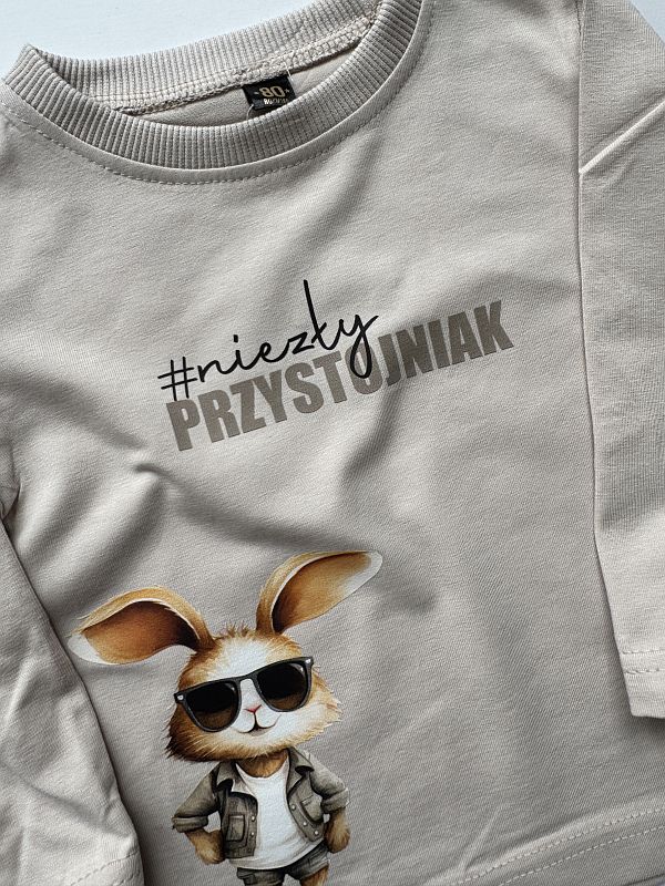 Koszulka beżowa z długim rękawem niezły przystojniak rozmiar 80