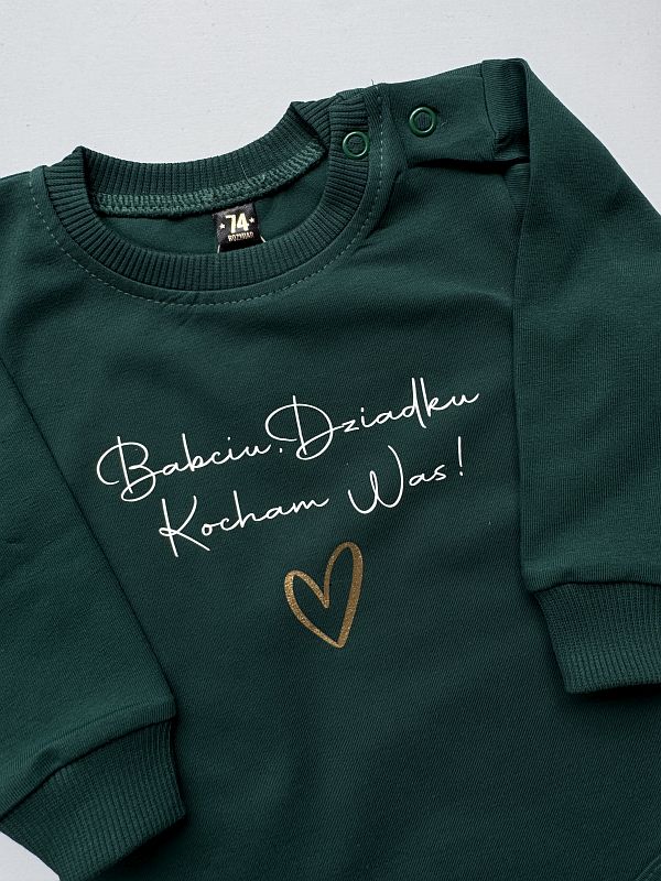 Body zieone z długim rękawem babciu, dziadku kocham was rozmiar 74