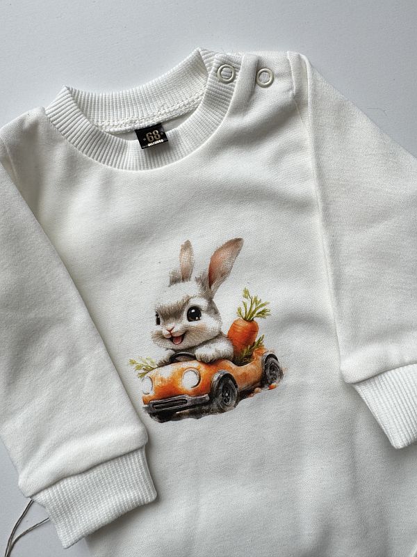 Body ecru z długim rękawem królik w aucie rozmiar 68