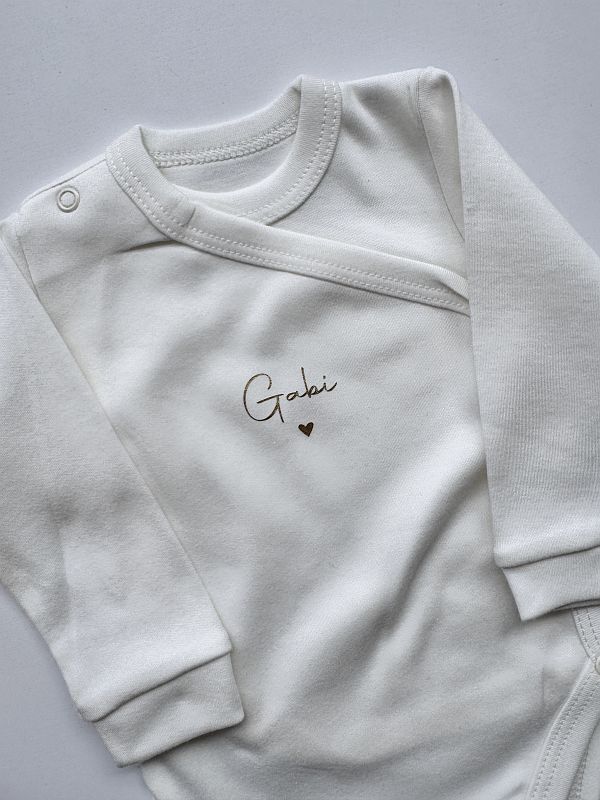 Body kopertowe ecru z długim rękawem z imieniem Gabi rozmiar 68