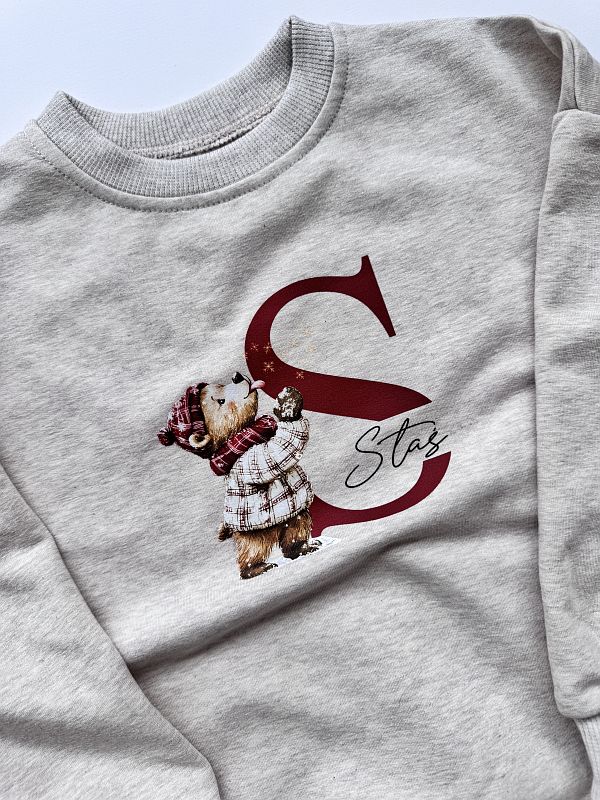 Bluza beż melanż miś Staś rozmiar 104