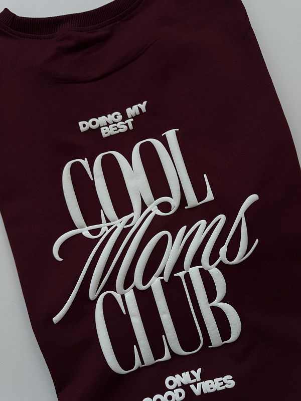 Koszulka damska bordowa cool moms club rozmiar Oversize