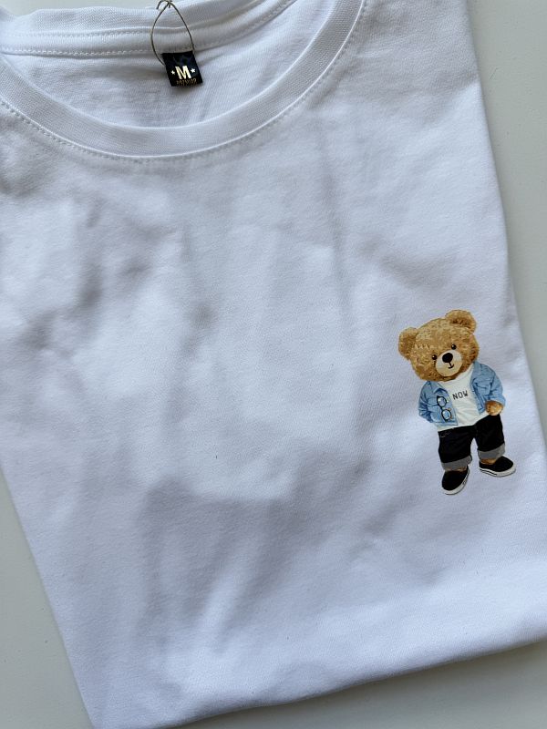 Koszulka biała męska logo misia rozmiar M