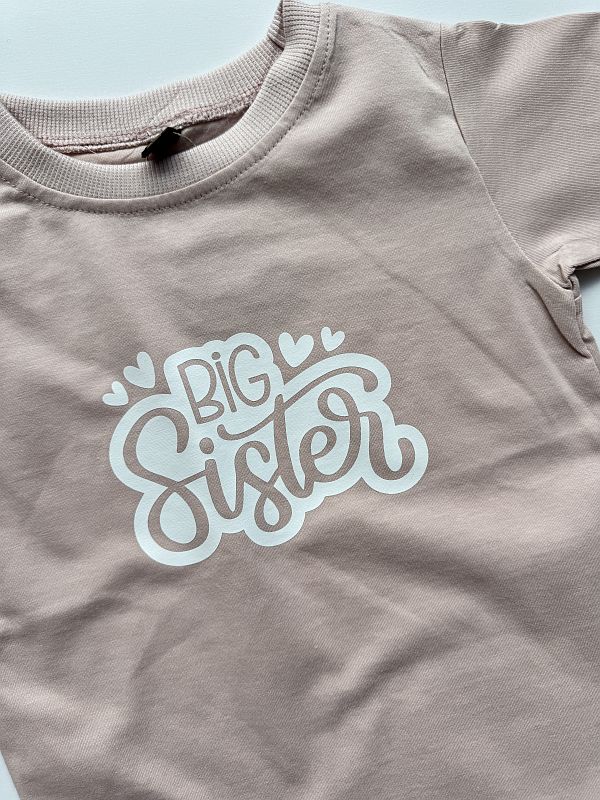 Koszulka różowa z krótkim rękawem big sister rozmiar 104