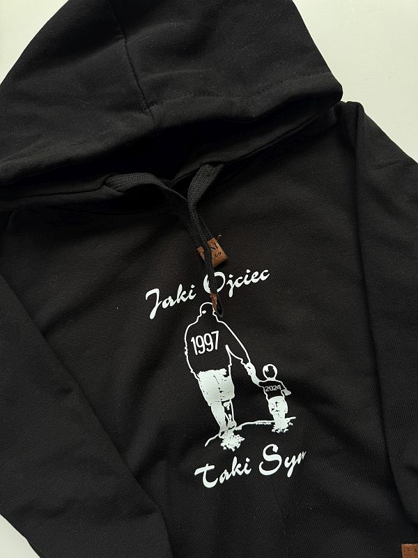 Bluza z kapturem czarna tata z synem rozmiar 92