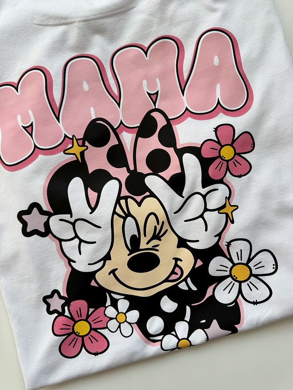 Koszulka damska biała myszka mini mama rozmiar Oversize