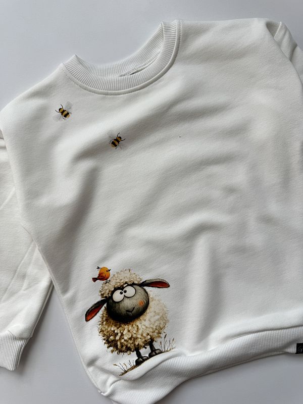 Bluza ecru owca z ptaszkiem rozmiar 98
