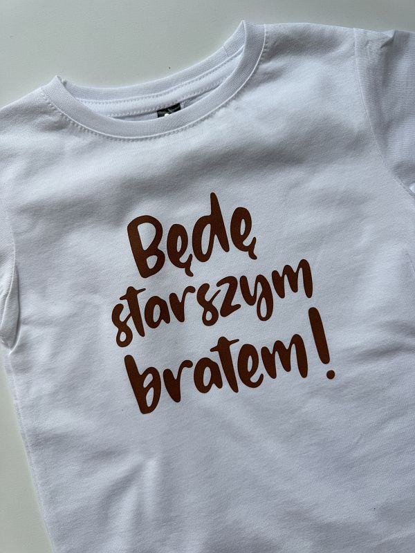 Koszulka biała z krótkim rękawem będę starszym bratem rozmiar 98