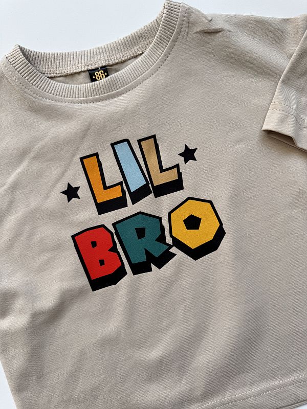Koszulka beżowa z krótkim rękawem lil bro rozmiar 86