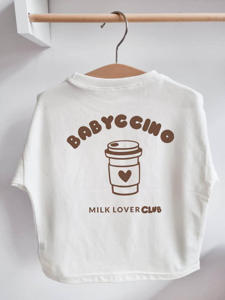 Koszulka dziecięca z nadrukiem babyccino milk lover