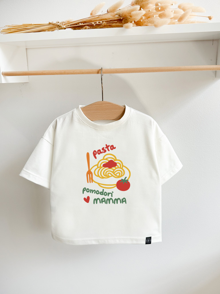 Koszulka dziecięca z nadrukiem pasta pomodori mamma