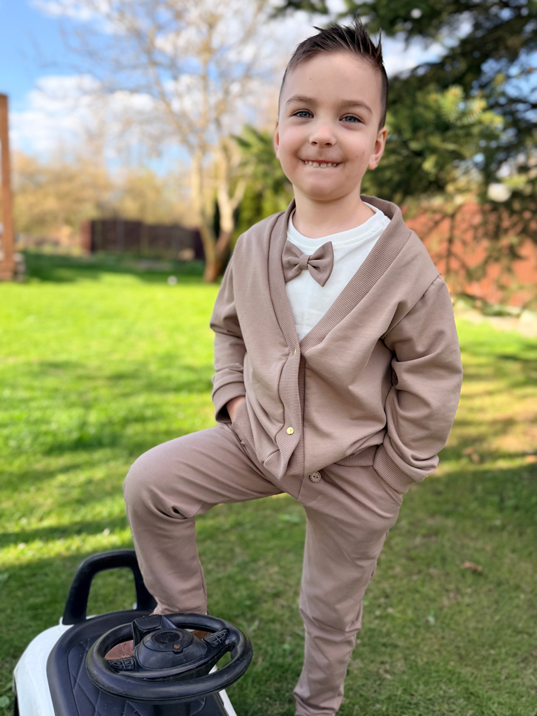 Bluza kardigan dla dziecka rozpinany kawowy