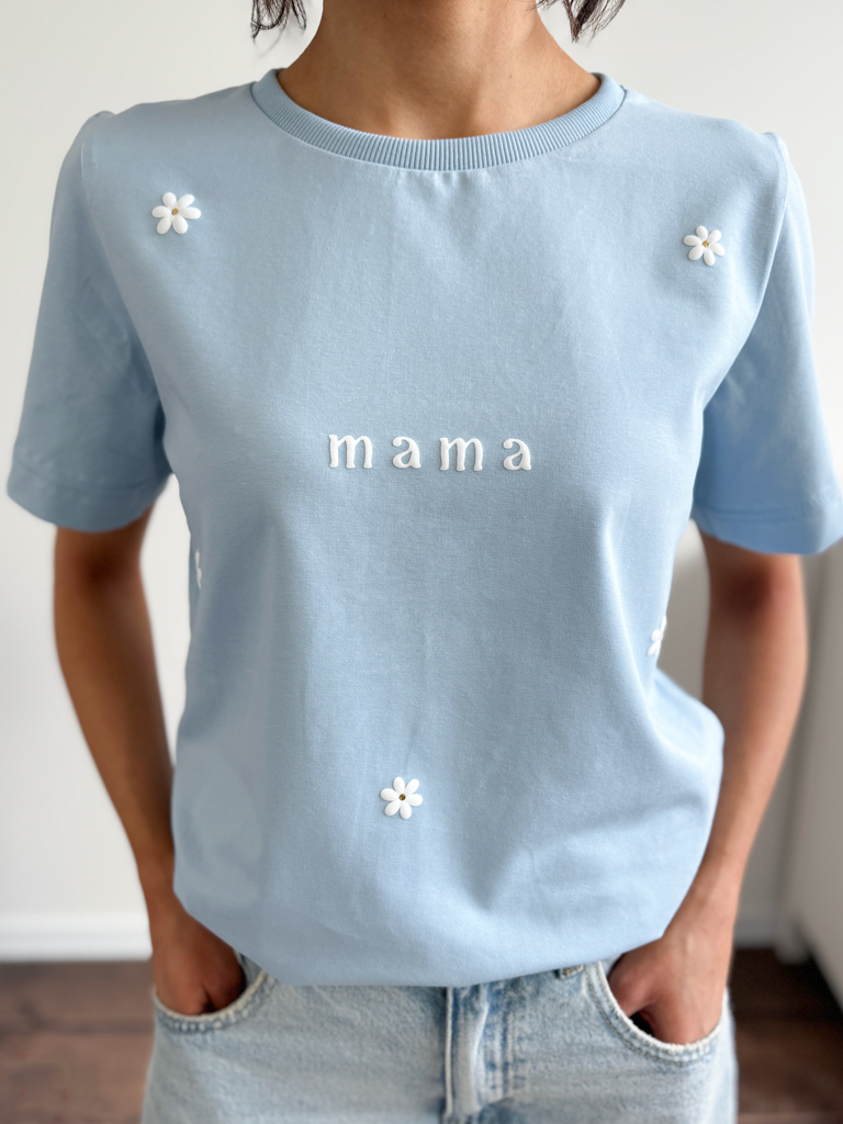 Koszulka damska z nadrukiem stokrotek mama