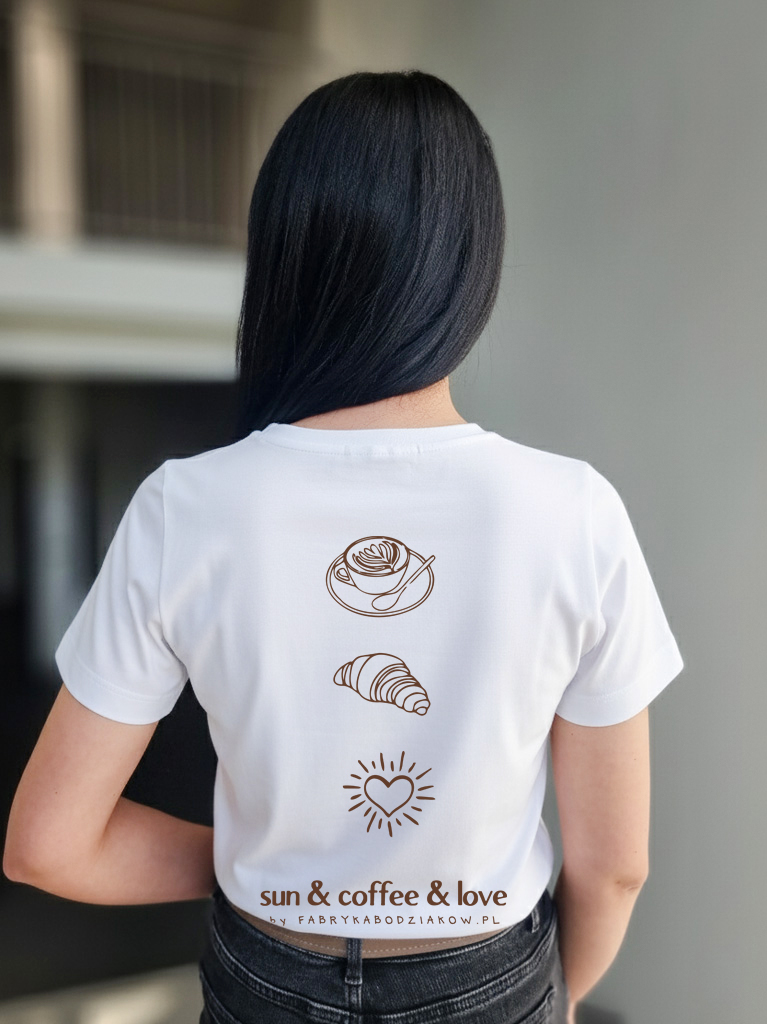 Koszulka damska z nadrukiem sun coffee love
