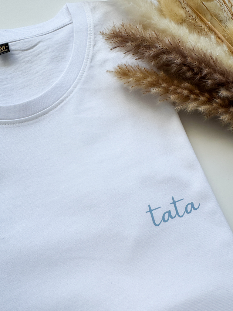 Biała koszulka męska z nadrukiem tata