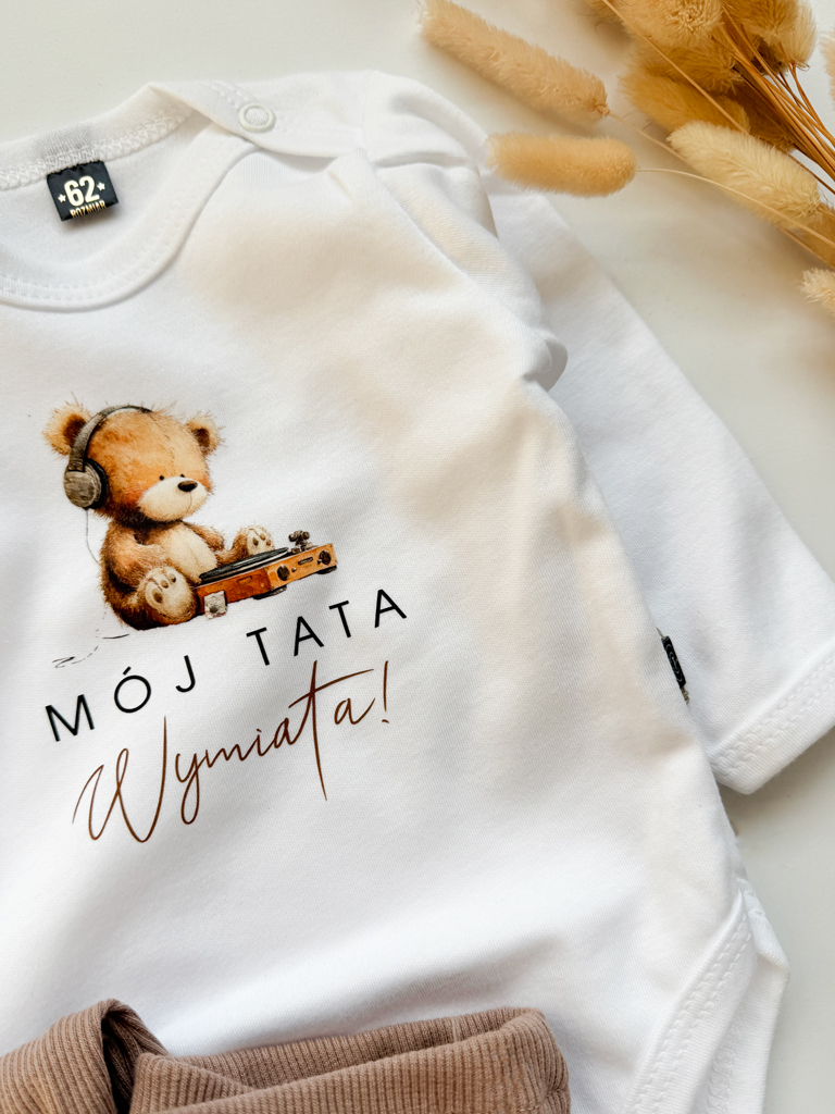 Body niemowlęce z misiem mój tata wymiata