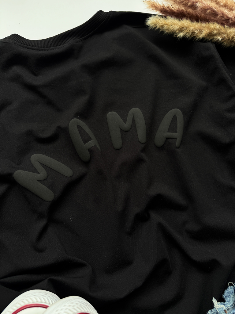 Czarna koszulka damska z nadrukiem mama