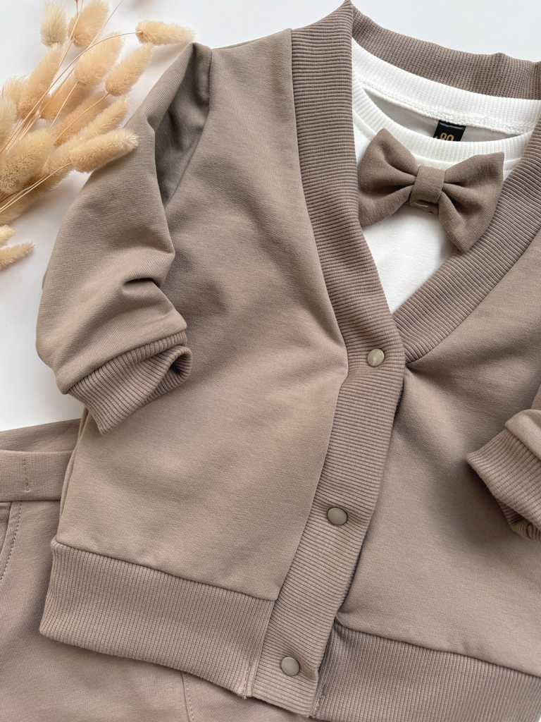 Bluza kardigan dla dziecka rozpinany kawowy