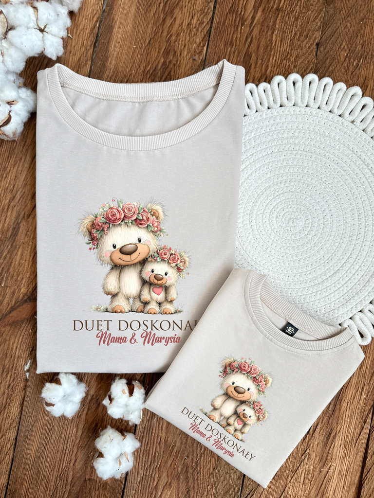 Komplet dla Mamy i Dziecka z misiami duet doskonały