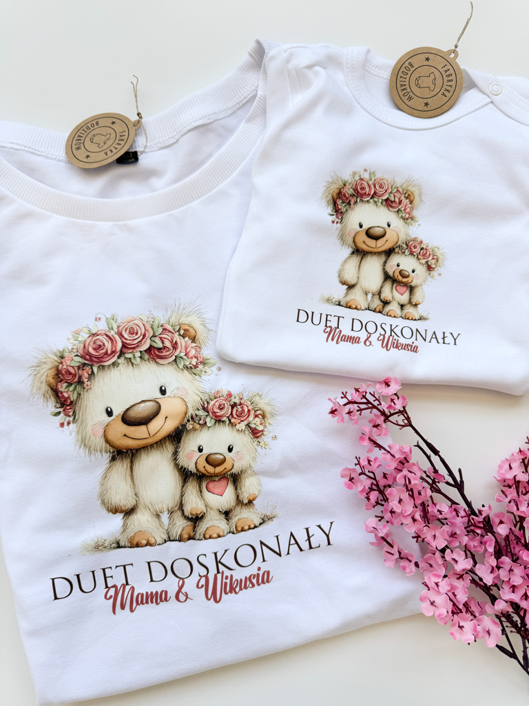 Komplet dla Mamy i Dziecka z misiami duet doskonały