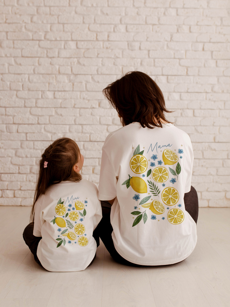 Komplet z nadrukiem cytryn mama mini
