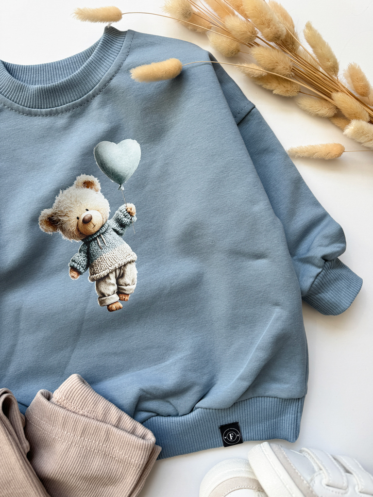 Niebieska bluza dziecięca misio z balonikiem rozmiar 74