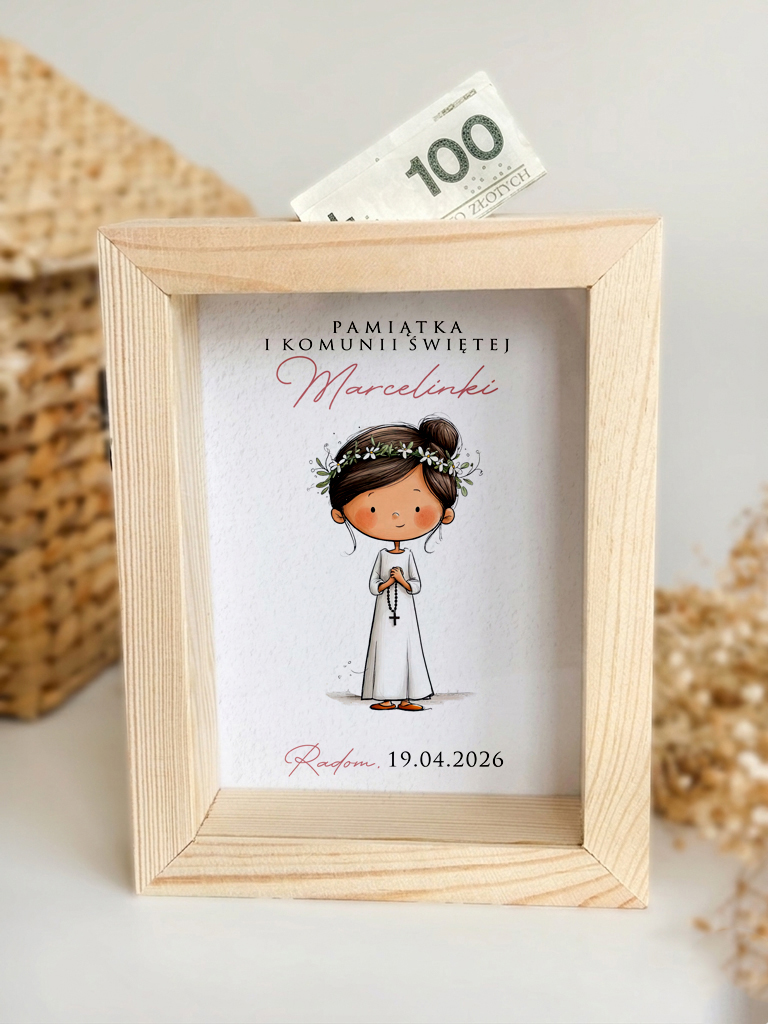 Skarbonka dla dziewczynki Pamiątka Komunii Świętej