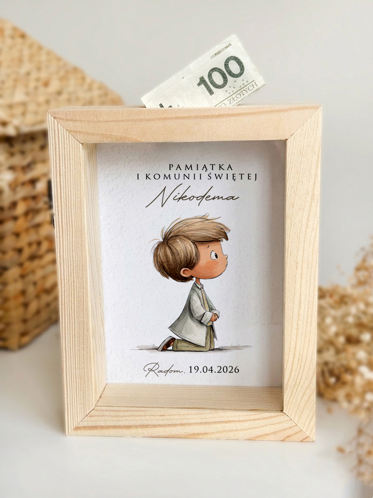 Skarbonka dla chłopca Pamiątka Komunii Świętej