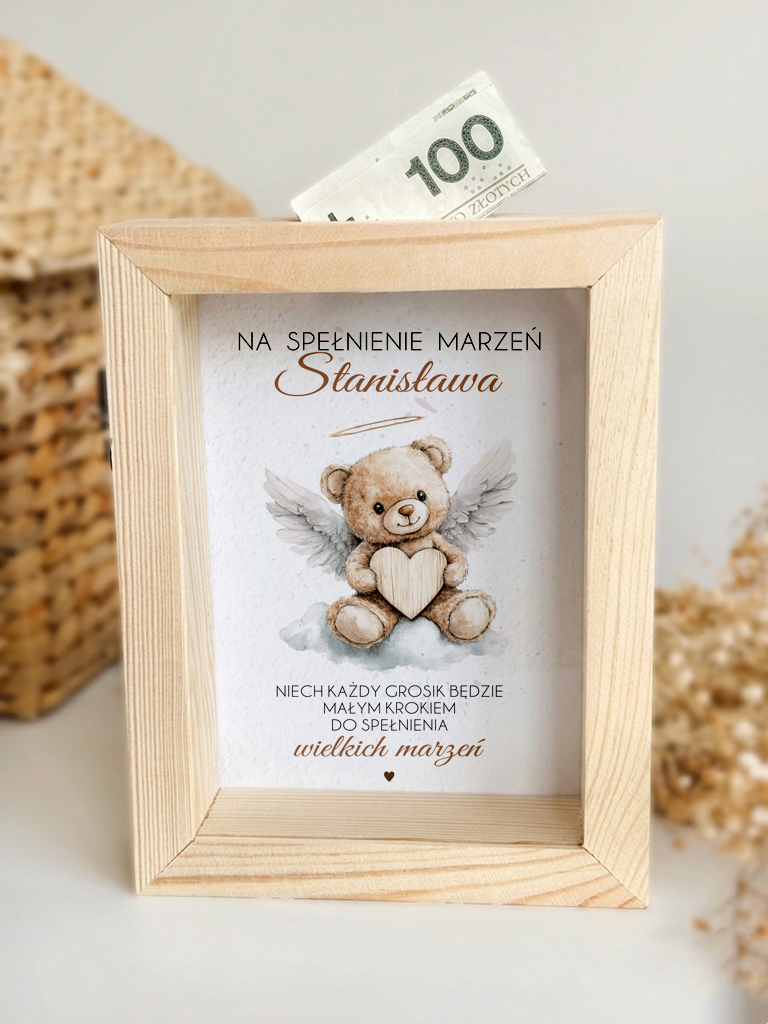 Skarbonka z nadrukiem misia w dniu Chrztu Świętego