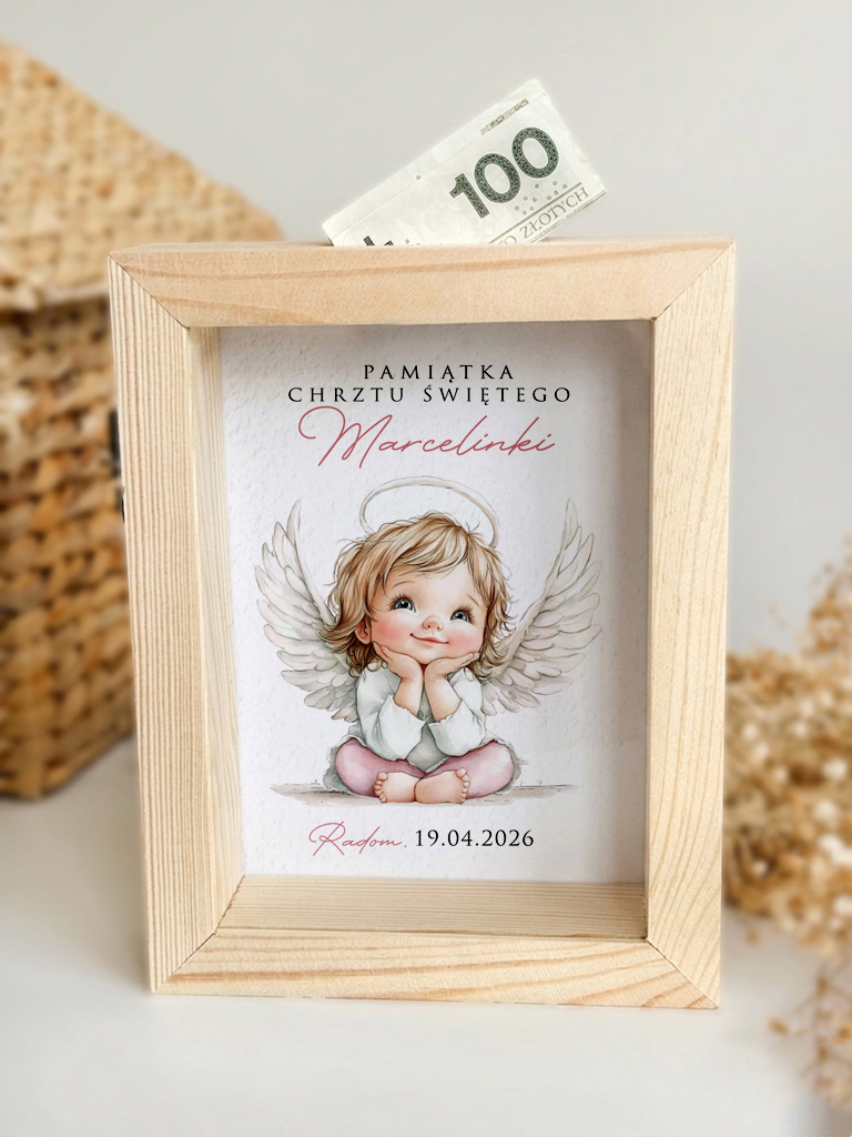 Skarbonka dla dziewczynki pamiątka Chrztu Świętego