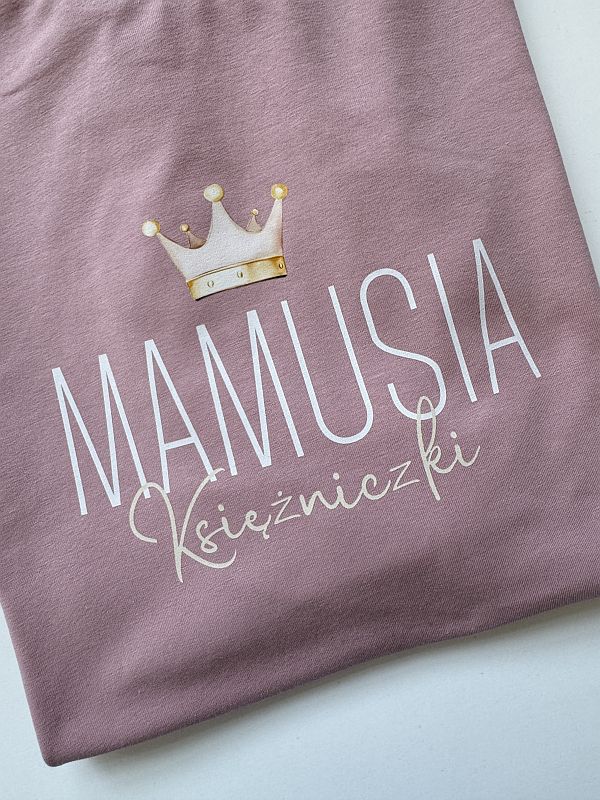 Koszulka damska różowa mamusia księżniczki rozmiar Oversize