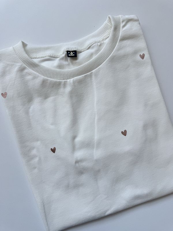 Koszulka damska ecru perłowe serduszka rozmiar S