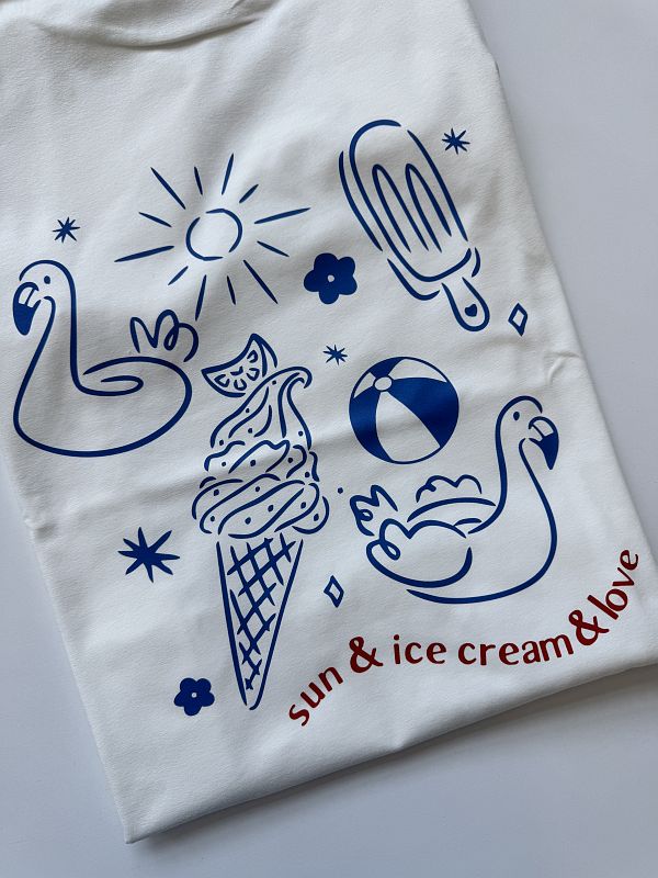 Koszulka damska ecru sun ice cream love  rozmiar S