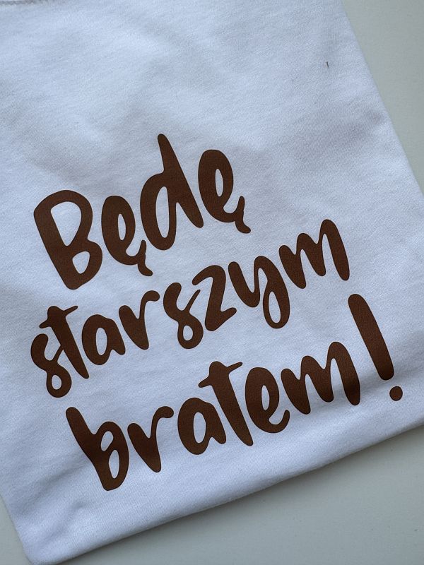 Koszulka biała z krótkim rękawem będę starszym bratem rozmiar 163