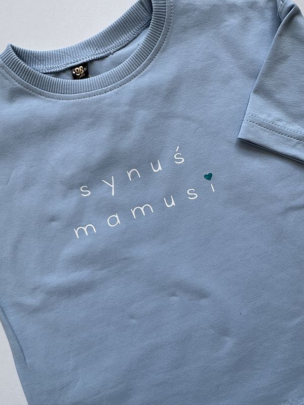 Koszulka błękitna z krótkim rękawem synus mamusi rozmiar 98