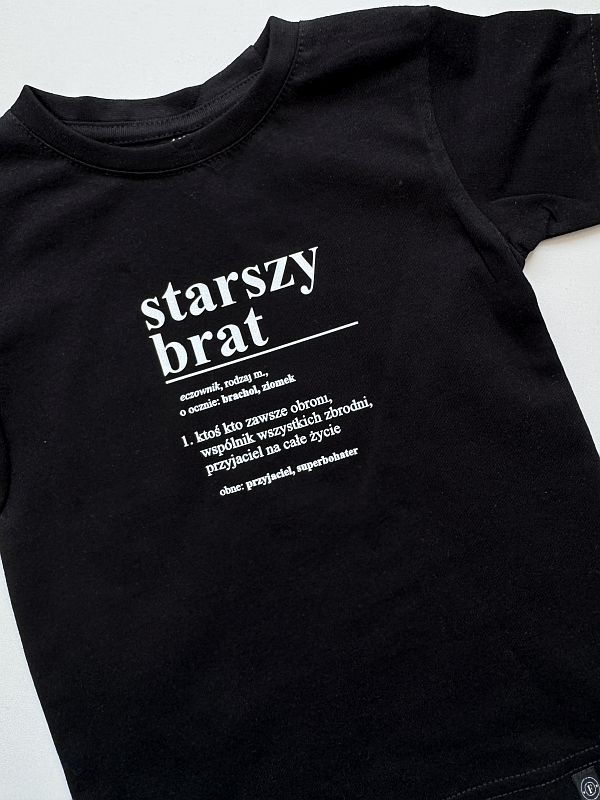 Koszulka czarna z krótkim rękawem starszy brat rozmiar 98