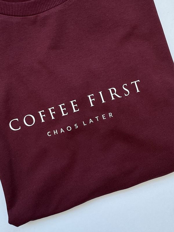 Koszulka damska bordowa coffee first rozmiar M