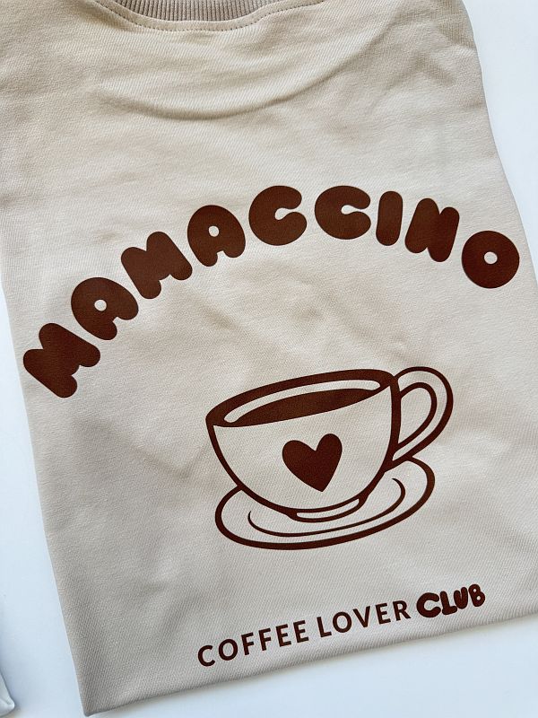 Koszulka damska beżowa mamaccino coffee lover rozmiar S