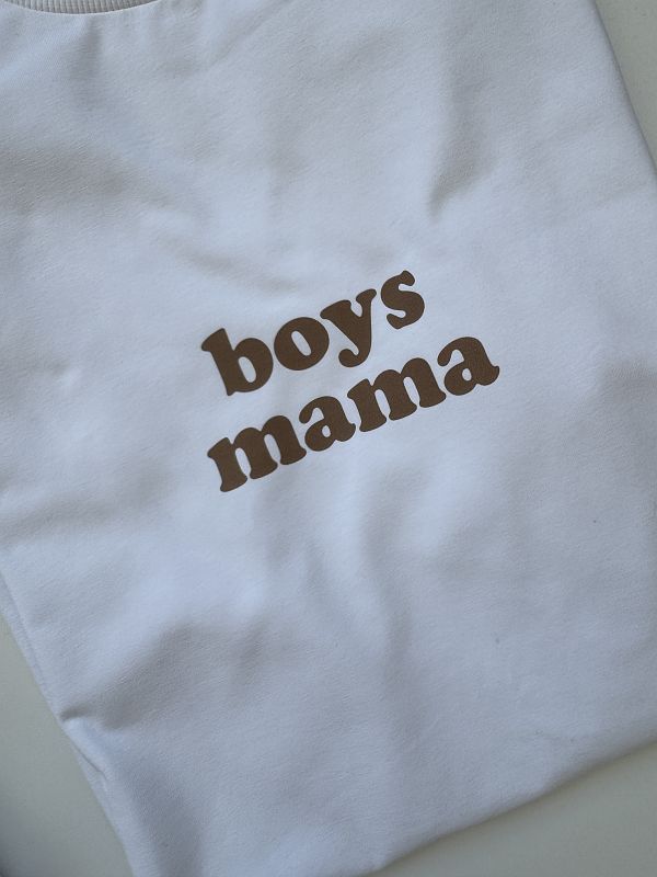 Koszulka damska biała boys mama rozmiar oversize long