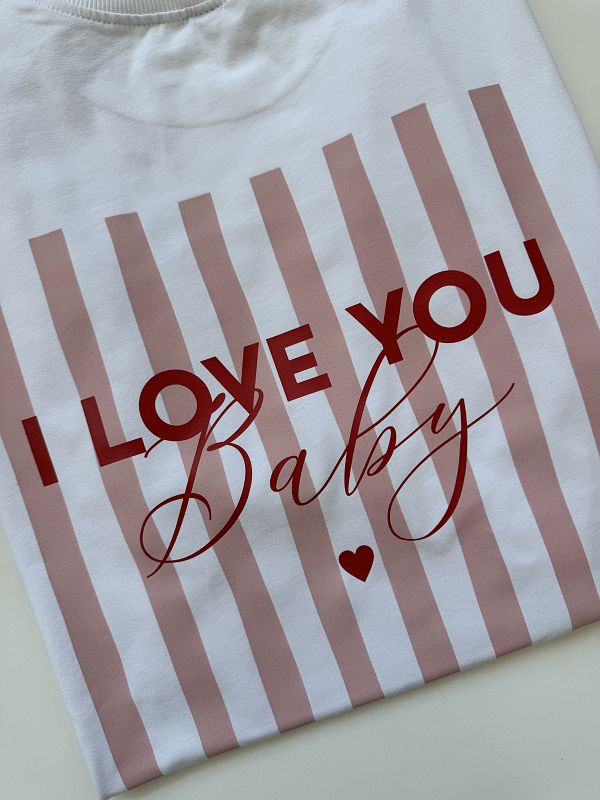 Koszulka damska biała I love you baby rozmiar oversize