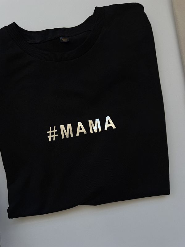 Koszulka damska czarna #mama rozmiar oversize