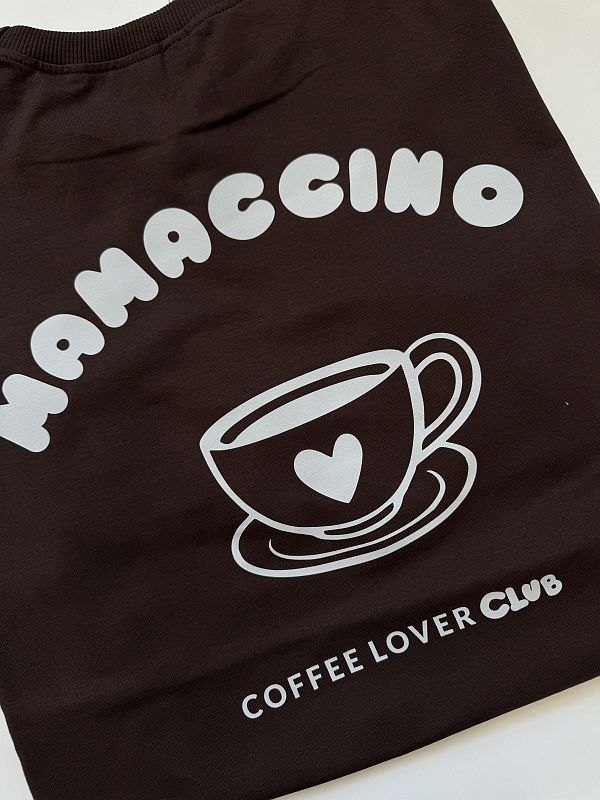 Koszulka damska czekoladowa mamaccino rozmiar oversize