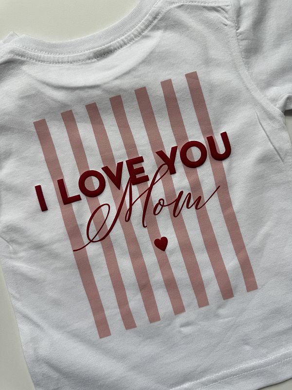Koszulka biała z krótkim rękawem I love you mom rozmiar 80