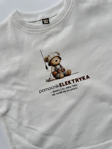 Koszulka ecru z krótkim rękawem pomocnik elektryka rozmiar 80