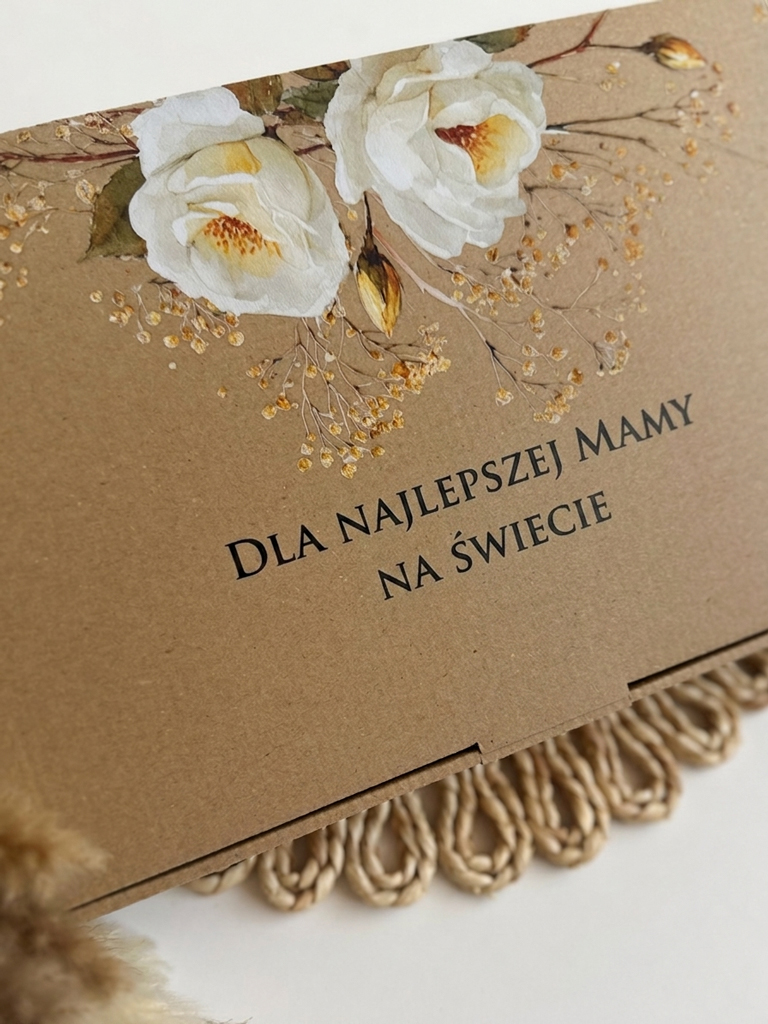 Pudełko na prezent dla najlepszej mamy z nadrukiem kwiatów