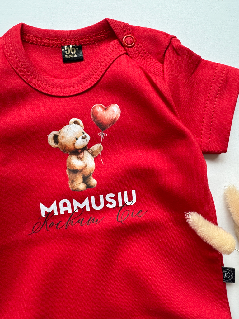 Body niemowlęce króki rękaw miś mamusiu kocham cię rozmiar 62