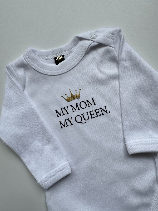 Body białe z długim rękawem my mum my queen rozmiar 56