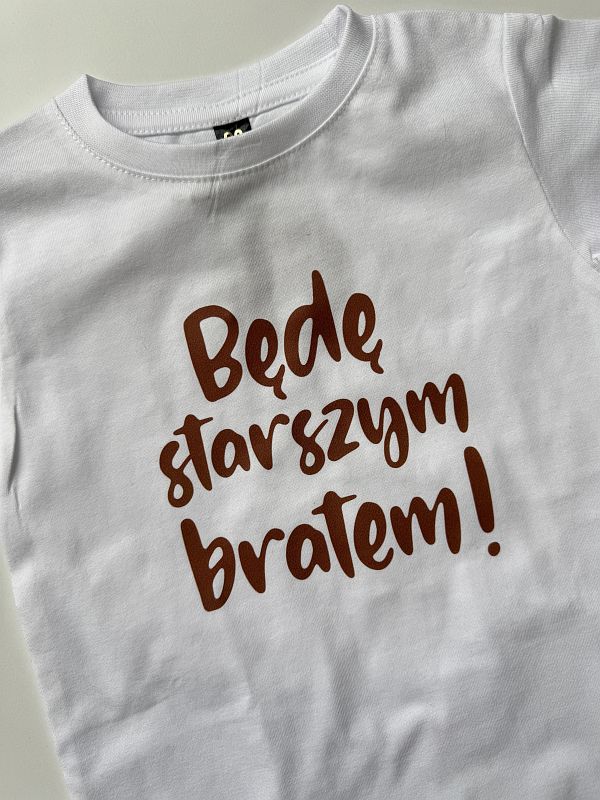 Koszulka biała z krótkim rękawem będę starszym bratem rozmiar 92